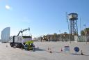 Crane equipment squad at Barcelona Beach