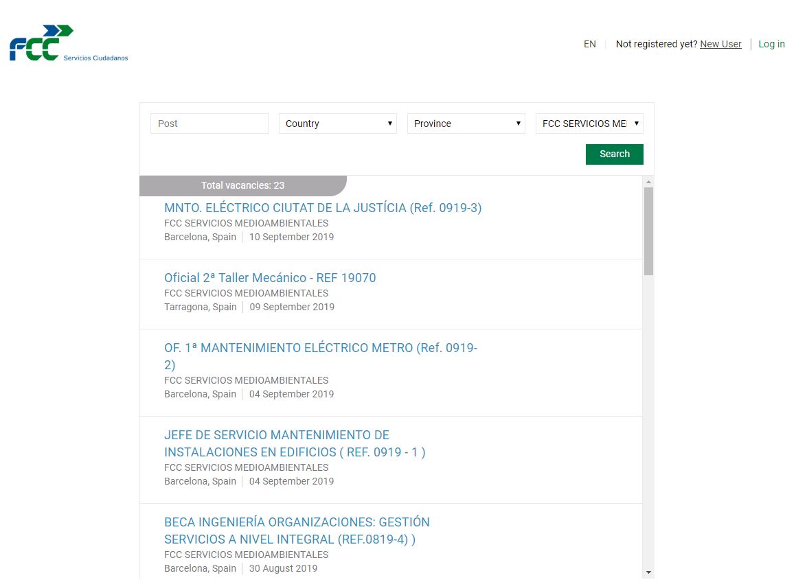 Captura web FCC busqueda de empleo