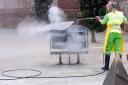 Cleaning of litter bins in Barcelona