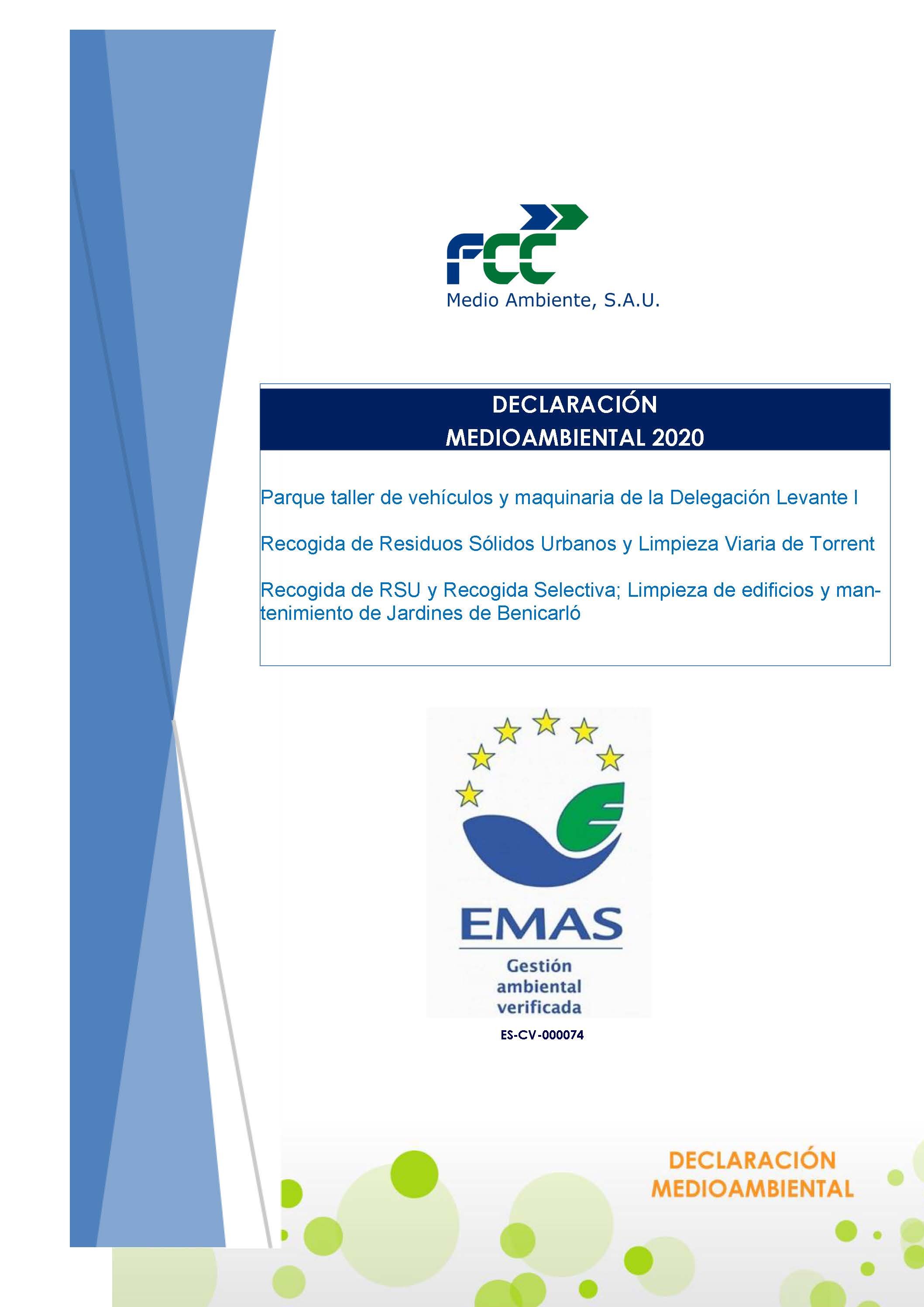 ES-CV-000074 Declaración medioambiental FCCMA LEVANTE I